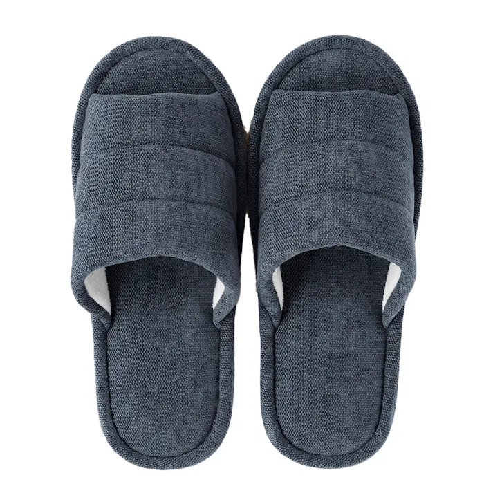 履いて歩くだけで掃除もできる前開きスリッパ ネイビー L