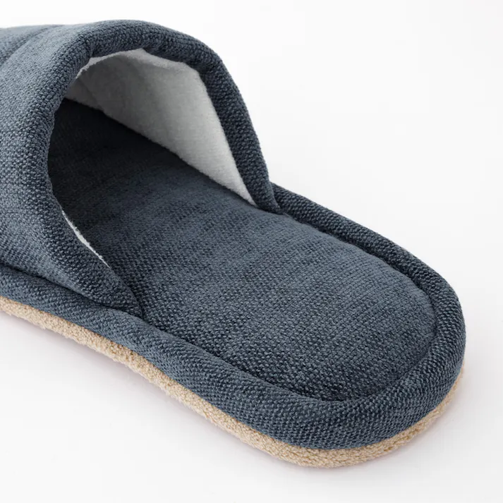 履いて歩くだけで掃除もできる前開きスリッパ ネイビー L