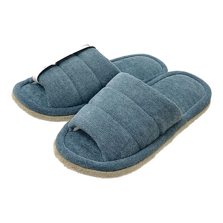 履いて歩くだけで掃除もできる前開きスリッパ ネイビー M