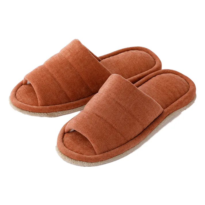 履いて歩くだけで掃除もできる前開きスリッパ ブラウン M