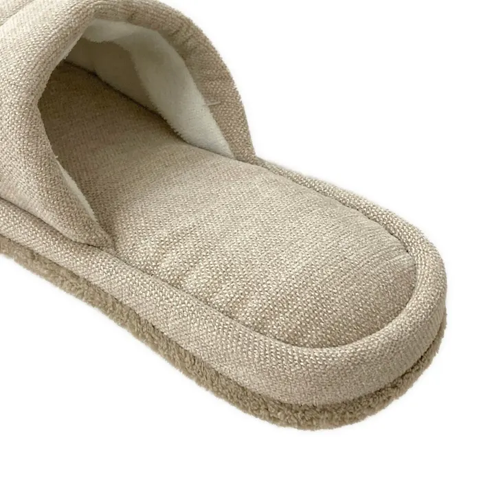 履いて歩くだけで掃除もできる前開きスリッパ ベージュ L