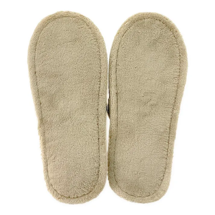 履いて歩くだけで掃除もできる前開きスリッパ ベージュ L