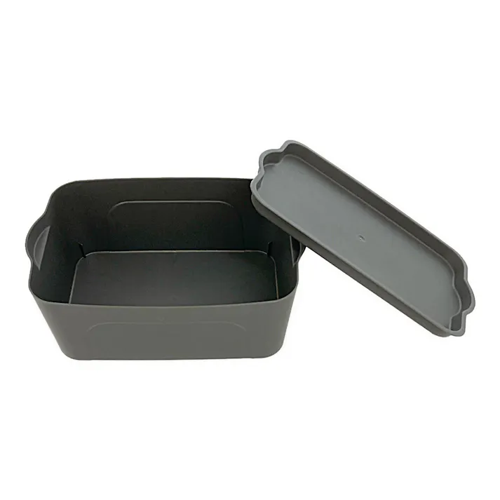 積重ねできるフタ付きPPボックス グレー ハーフ