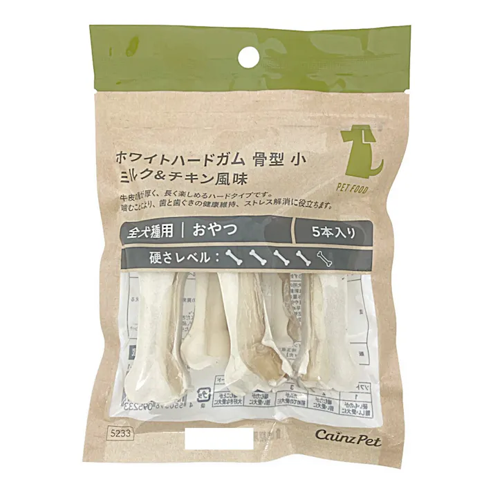 ホワイトハードガム 骨型 小 ミルク&チキン風味 5本入