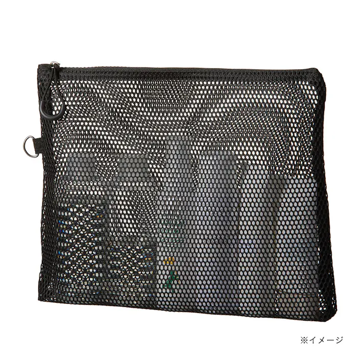 中身が見えやすいマルチメッシュポーチ L ブラック