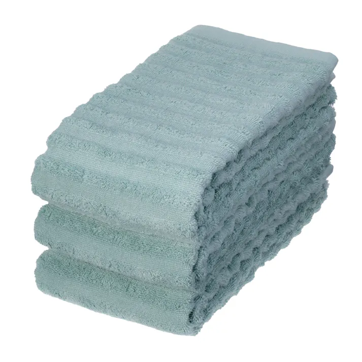 ふっくらドビーボーダー バスタオル ターコイズブルー 3枚組