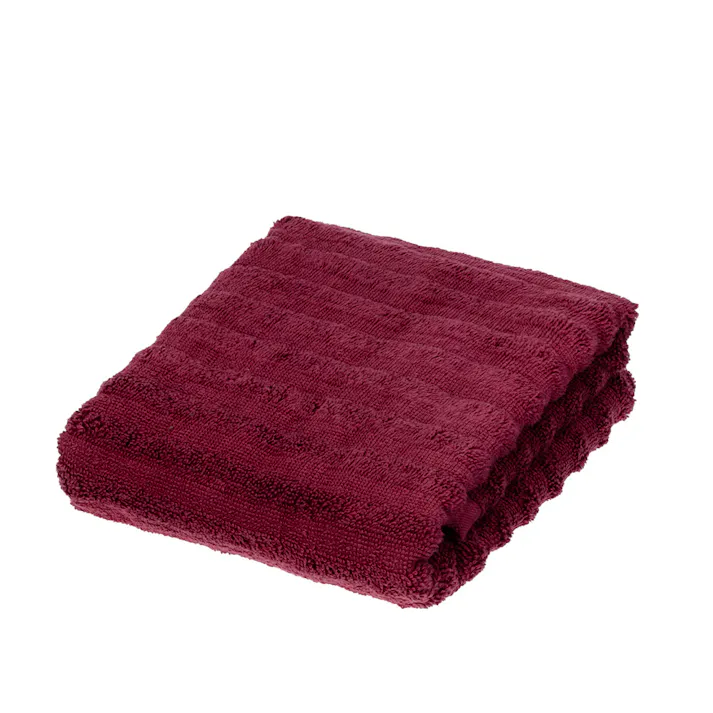 ふっくらドビーボーダー スリムバスタオル ワインレッド