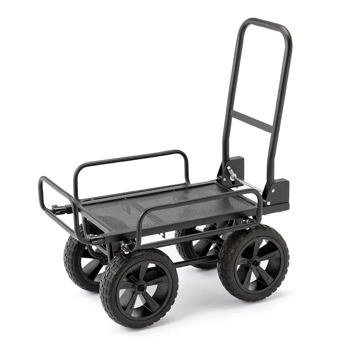 カインズ 折り畳み式スチール伸縮コンテナ台車 ノーパンク ブラック