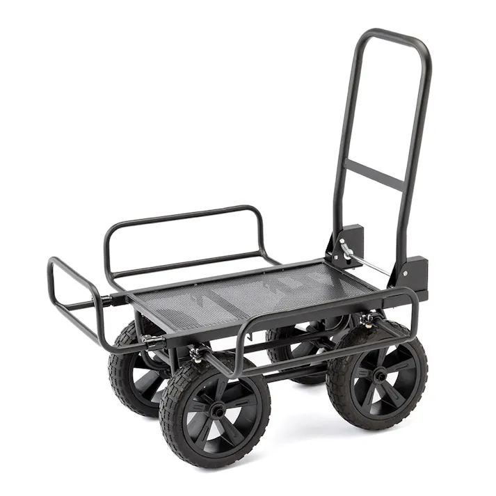 カインズ 折り畳み式スチール伸縮コンテナ台車 ノーパンク ブラック