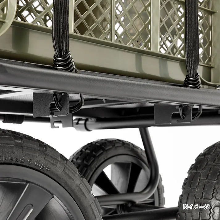 カインズ 折り畳み式スチール伸縮コンテナ台車 ノーパンク ブラック