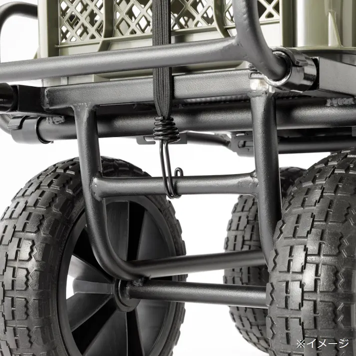 カインズ 折り畳み式スチール伸縮コンテナ台車 ノーパンク ブラック