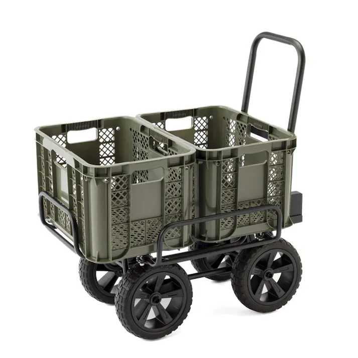 カインズ 折り畳み式スチール伸縮コンテナ台車 ノーパンク ブラック