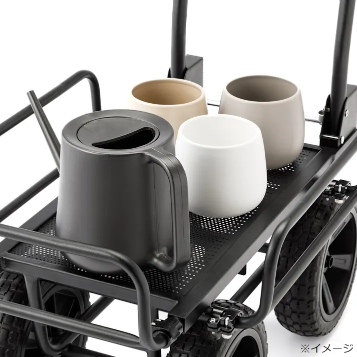 カインズ 折り畳み式スチール伸縮コンテナ台車 ノーパンク ブラック