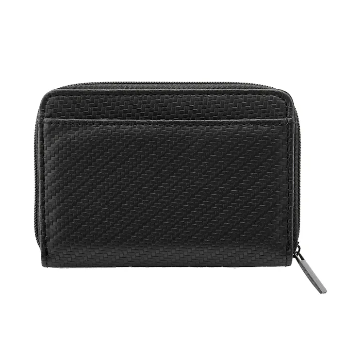 カーボンレザー ラウンドファスナー小銭入れとしても使えるカード入れ