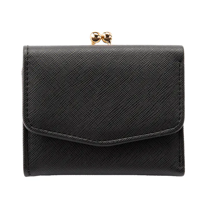 エンボスレザー がま口付き3つ折り財布