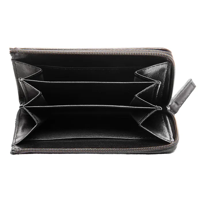 牛床革を使用したL字ファスナー小銭入れとしても使えるカード・名刺入れ