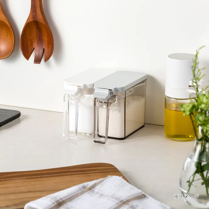 密閉調味料ポット スリム グレー