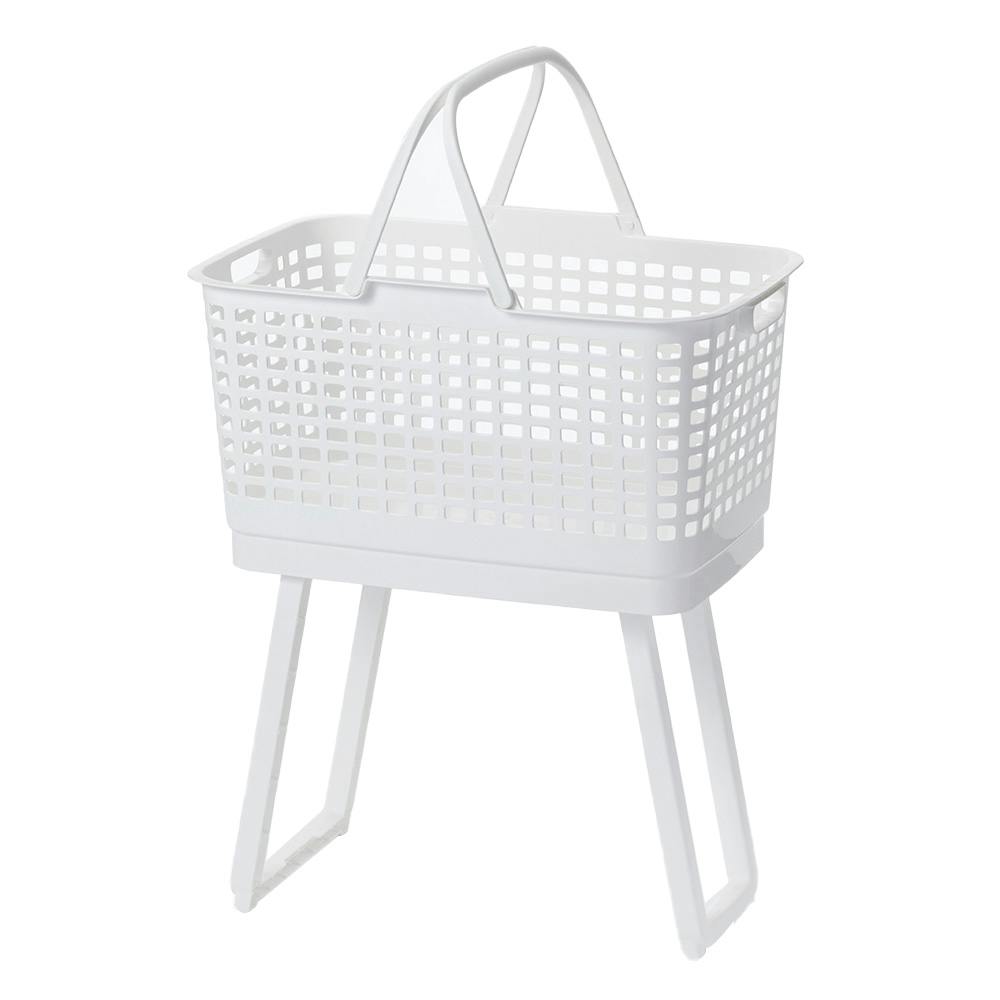高さが変えられる腰らくバスケットワイド ホワイト | バスケット
