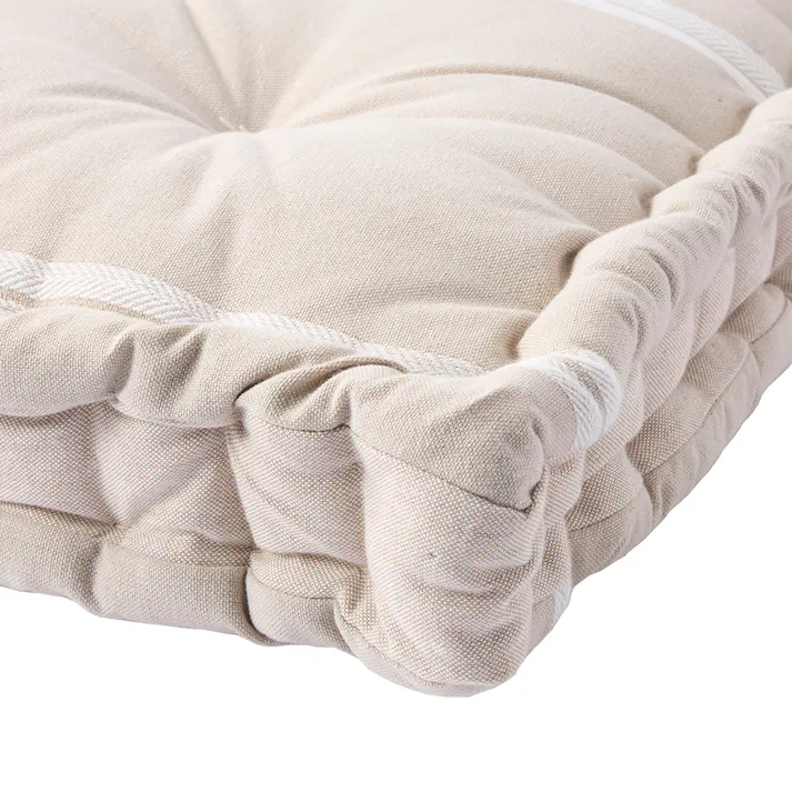 さらっとした手触りのインド綿スクエアペットベッド 50×60cm ラインベージュ