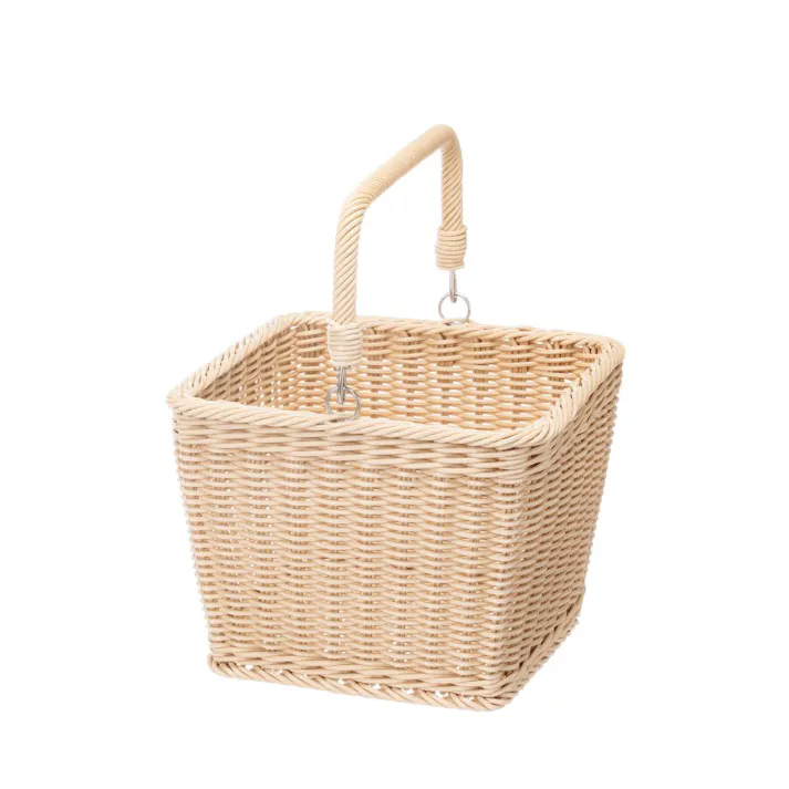 洗えるハンドル付きバスケット コンパクト 幅24cm 奥行24cm 高さ17.5cm アイボリー