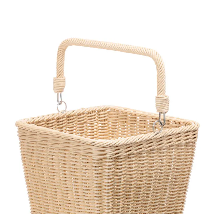 洗えるハンドル付きバスケット コンパクト 幅24cm 奥行24cm 高さ17.5cm アイボリー
