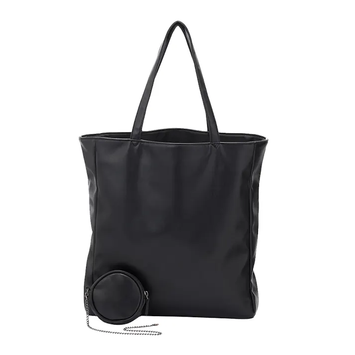 ソフトレザー ミニポーチ付きトートバッグ大