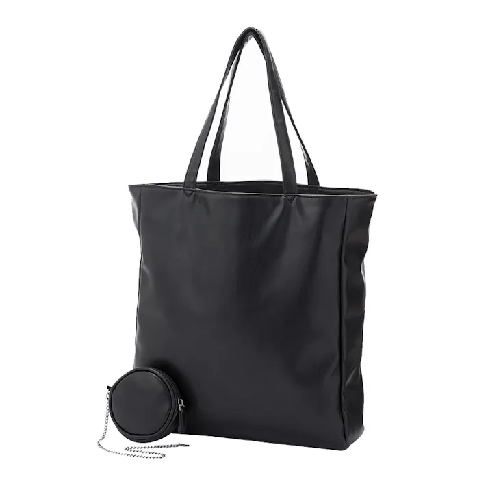 ソフトレザー ミニポーチ付きトートバッグ大