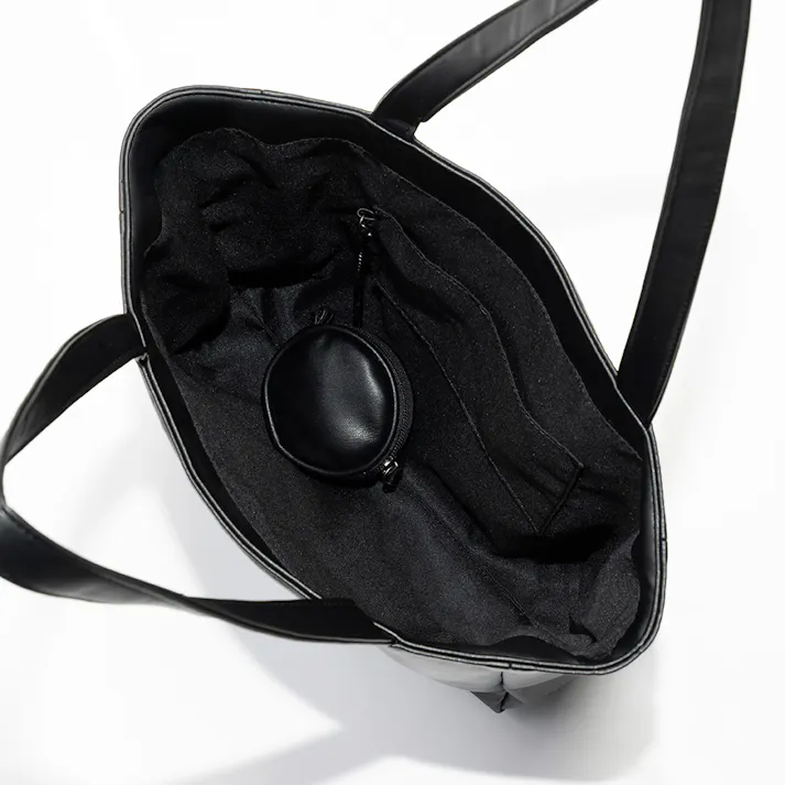 ソフトレザー ミニポーチ付きトートバッグ小