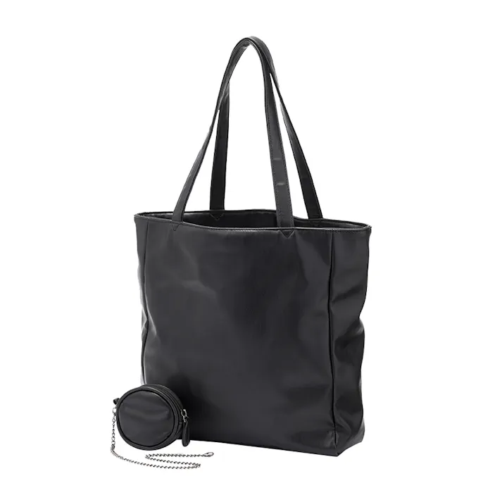 ソフトレザー ミニポーチ付きトートバッグ小