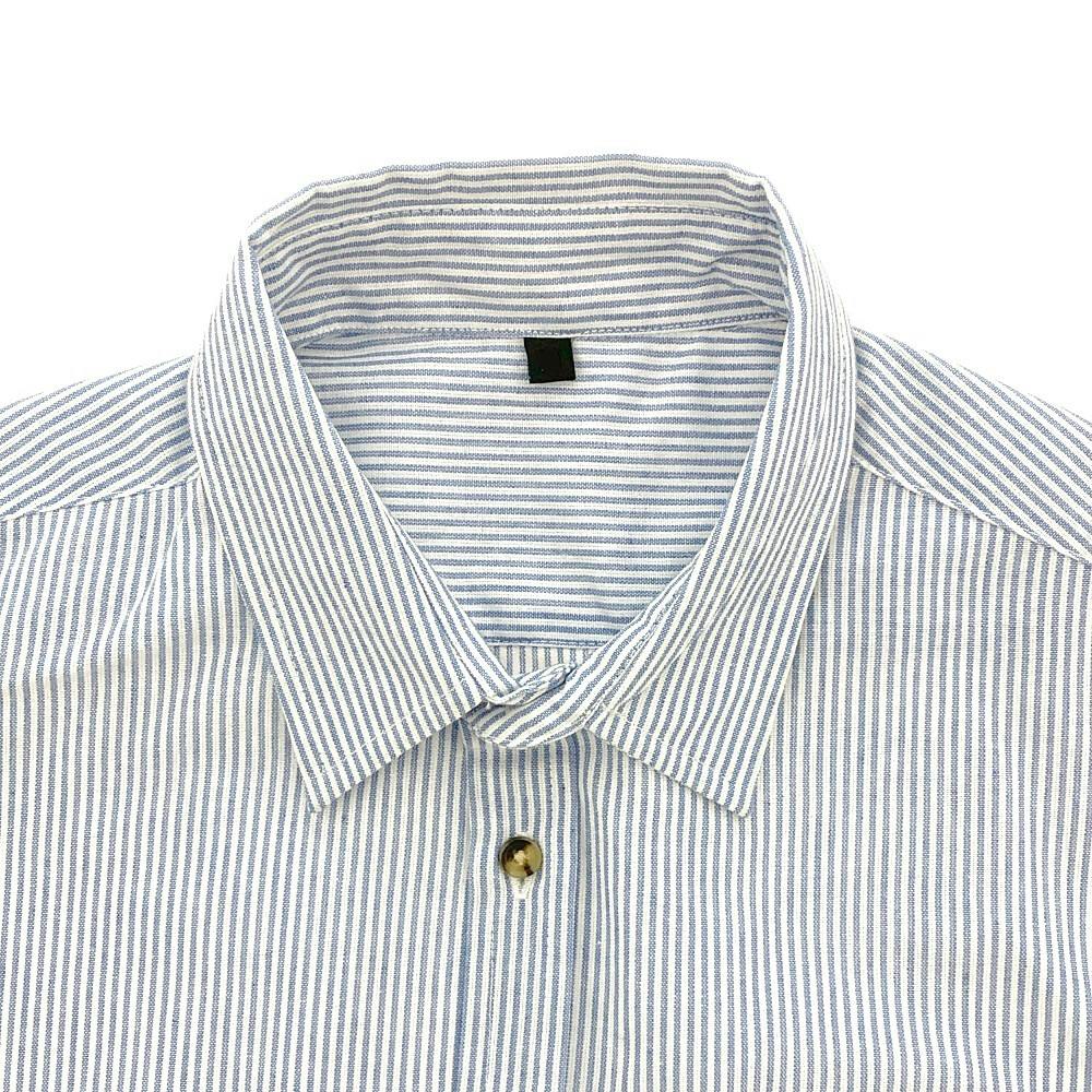 ヒッコリーシャツ M ブルー | 作業着・作業服・安全靴 通販