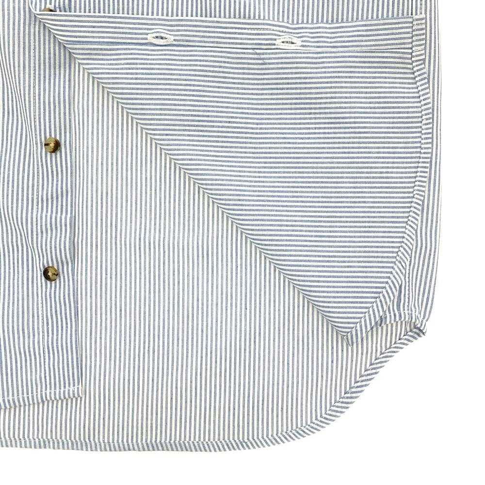 ヒッコリーシャツ M ブルー | 作業着・作業服・安全靴 通販
