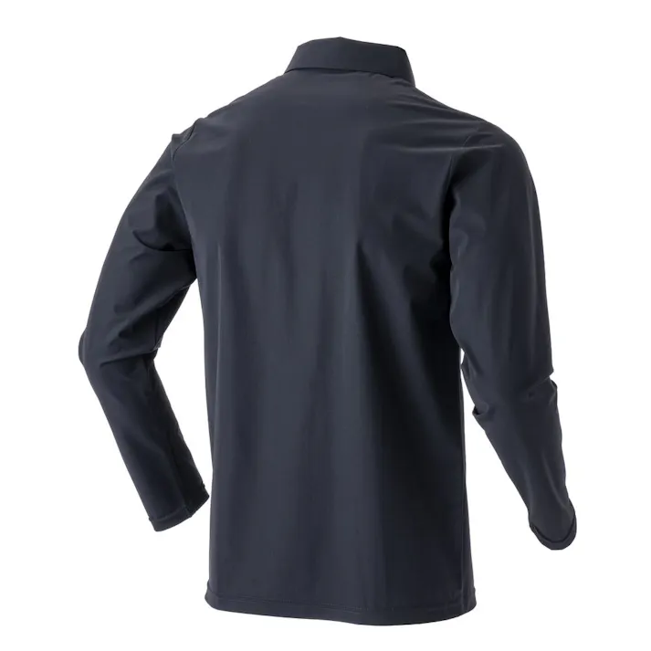 2WAYストレッチ ポロシャツ 長袖 M ブラック