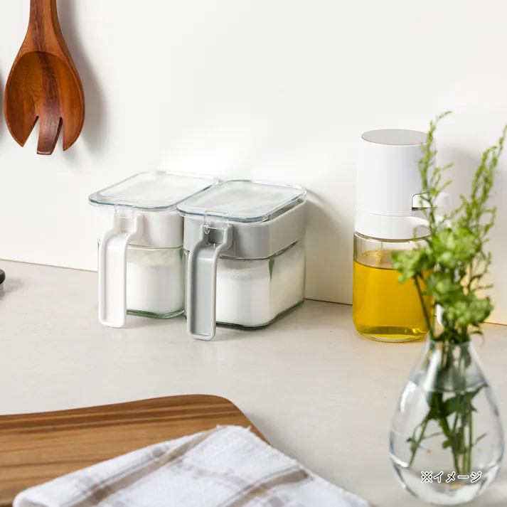 調味料ポット 角 ホワイト