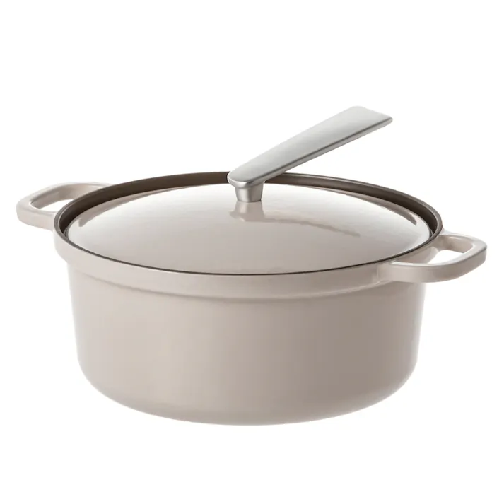 ガス火・IH対応 少ない水で料理できる鋳物ホーロー鍋 25cm