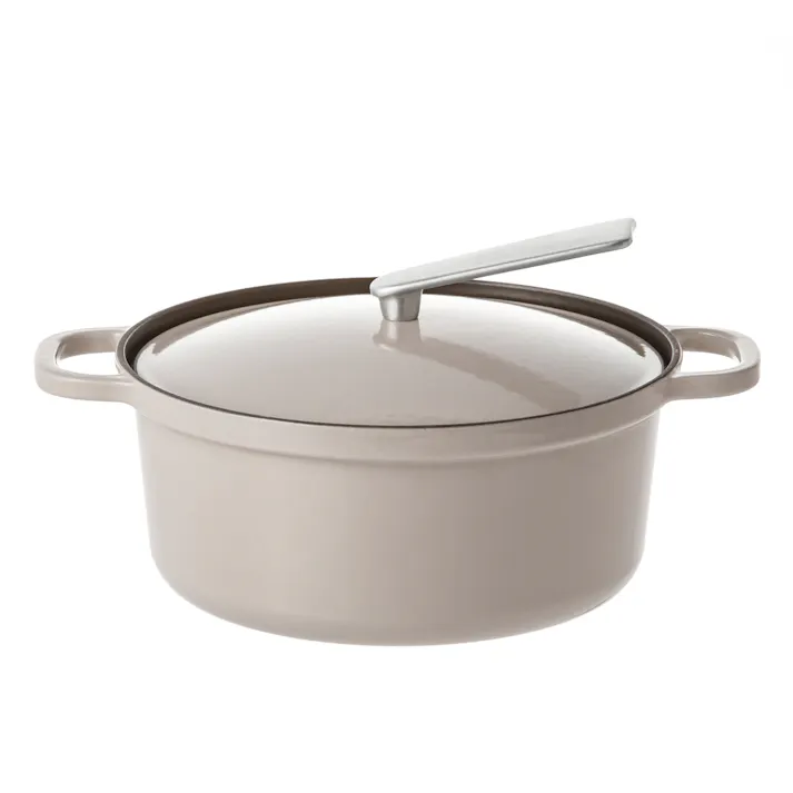 ガス火・IH対応 少ない水で料理できる鋳物ホーロー鍋 25cm