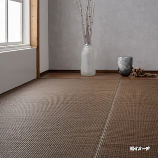 撥水花ござい草上敷 ブラウン 江戸間 1帖