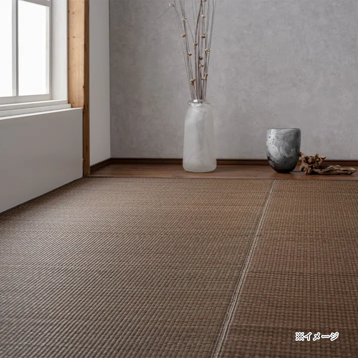 撥水花ござい草上敷 ブラウン 江戸間 2帖