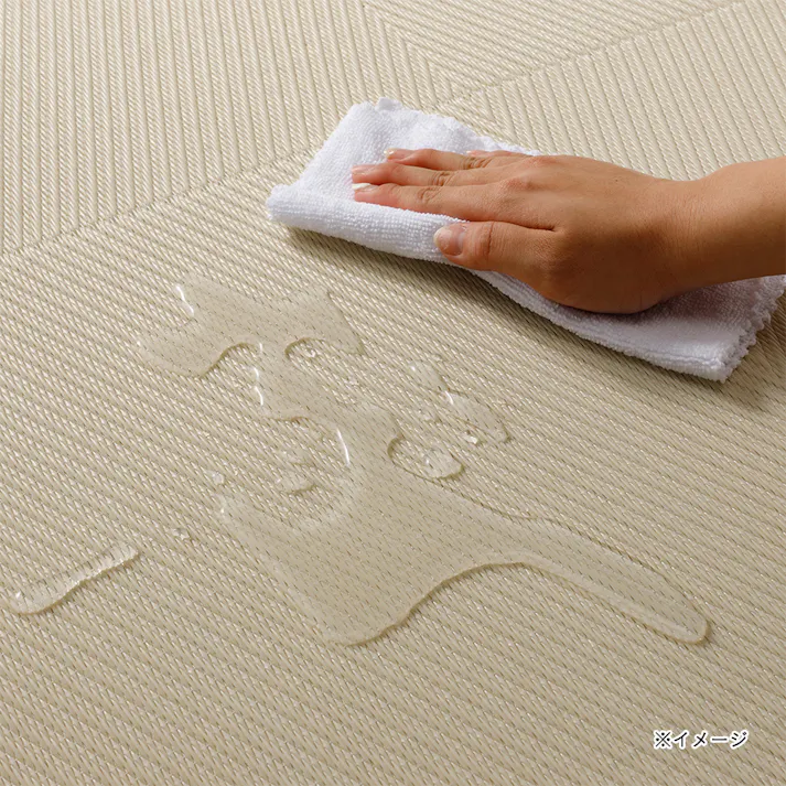 水や汚れ拭き取りやすいシステム畳 チェック ホワイト 幅82cm 奥行82cm 厚さ1.1cm