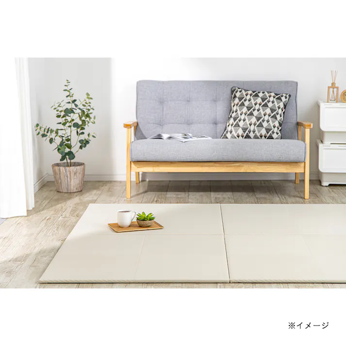 水や汚れ拭き取りやすいシステム畳 チェック ホワイト 幅82cm 奥行82cm 厚さ1.1cm