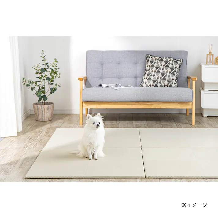 水や汚れ拭き取りやすいシステム畳 チェック ホワイト 幅82cm 奥行82cm 厚さ1.1cm