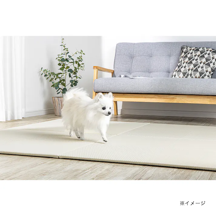 水や汚れ拭き取りやすいシステム畳 チェック ホワイト 幅82cm 奥行82cm 厚さ1.1cm