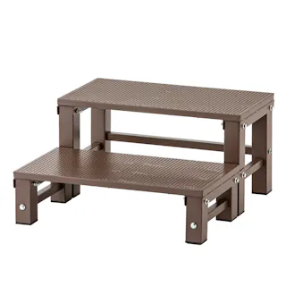 奥行きワイド 段差解消スチールステップ 2段 60cm幅 ブラウン