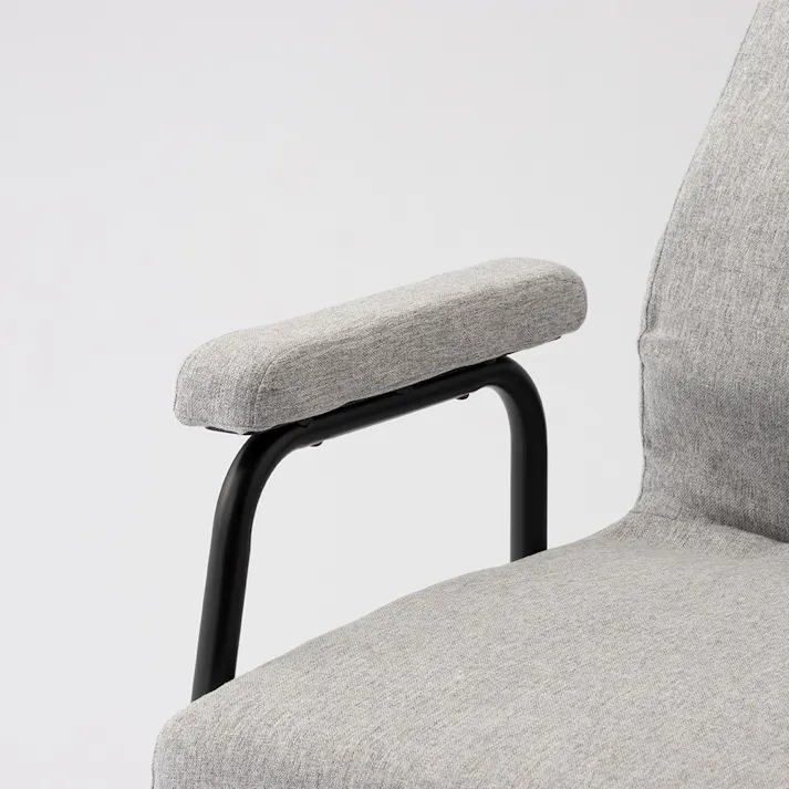 背もたれ高めの立ち座りがしやすい肘付き高座椅子 グレー 幅54.5cm 奥行63~93.5cm 高さ88.5~99cm