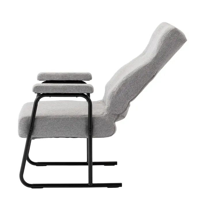 背もたれ高めの立ち座りがしやすい肘付き高座椅子 グレー 幅54.5cm 奥行63~93.5cm 高さ88.5~99cm