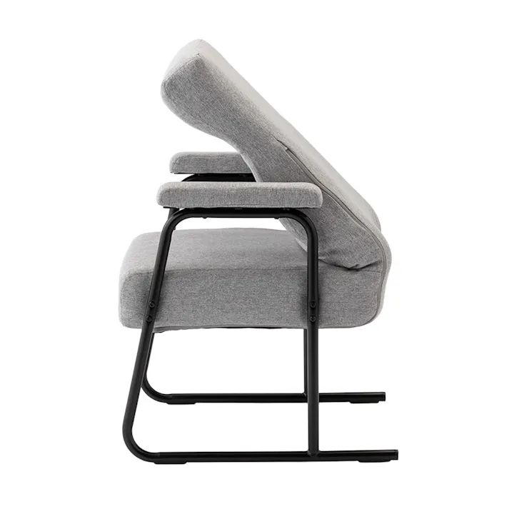 背もたれ高めの立ち座りがしやすい肘付き高座椅子 グレー 幅54.5cm 奥行63~93.5cm 高さ88.5~99cm