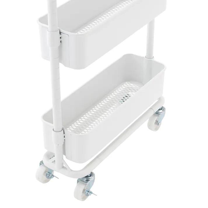 高さ調整できるスチールワゴン 4段 スリム ホワイト J31