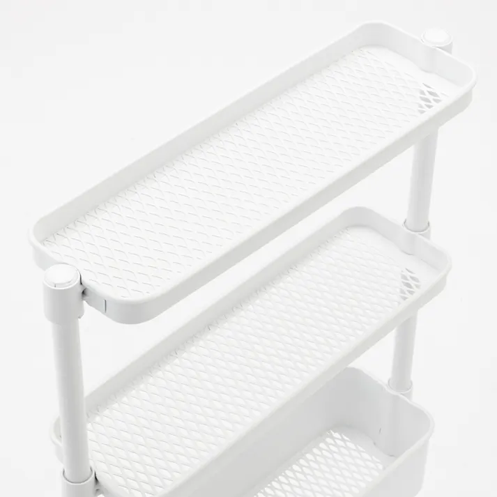 高さ調整できるスチールワゴン 4段 スリム ホワイト J31