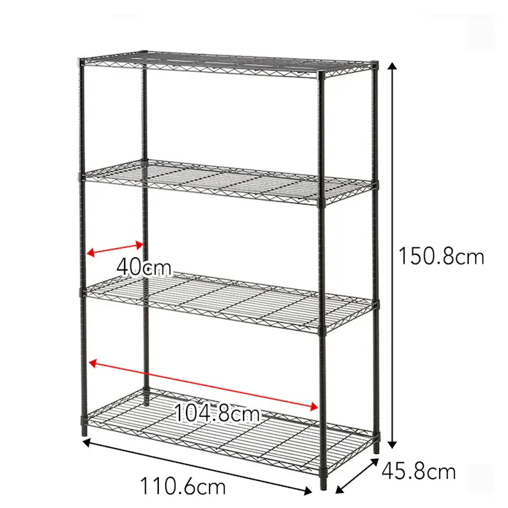 インテリアラック ストロング 4段 幅110cm ブラック M92