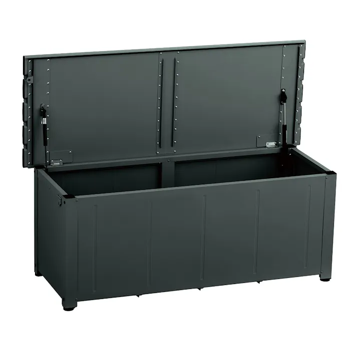 カインズ 静かに開閉できるアルミ収納ベンチ ダークグリーン 120cm