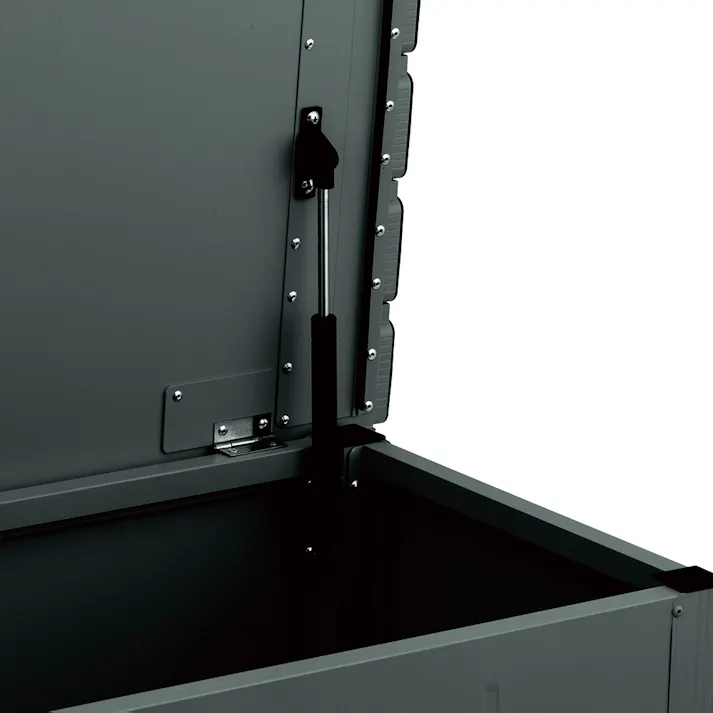 カインズ 静かに開閉できるアルミ収納ベンチ ダークグリーン 120cm